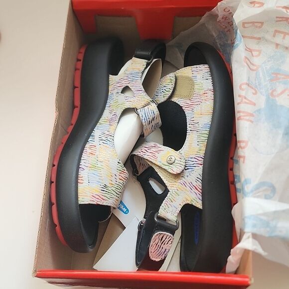 Wolky rainbow zebra Rio leather sandals womens 41 nib shoes colorful comfort new - Picture 4 of 8